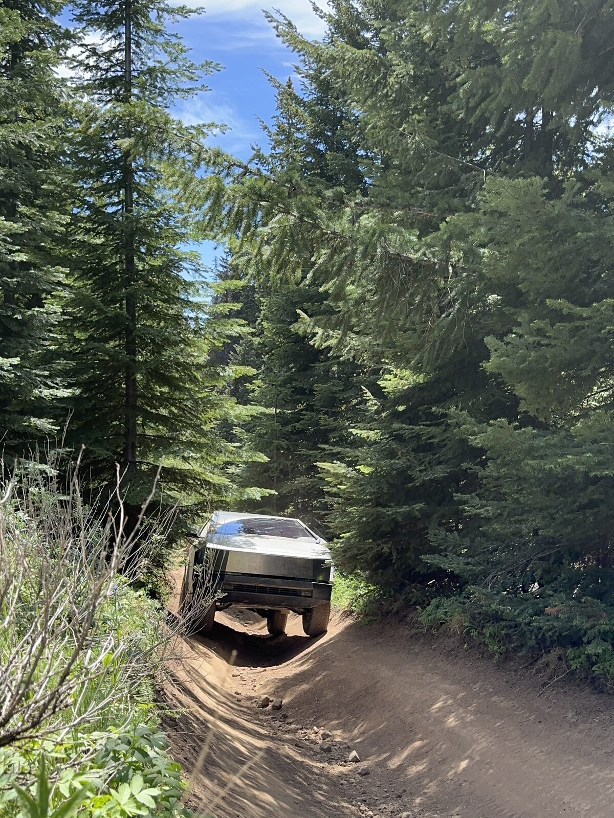 Cybertruck on mountain trail