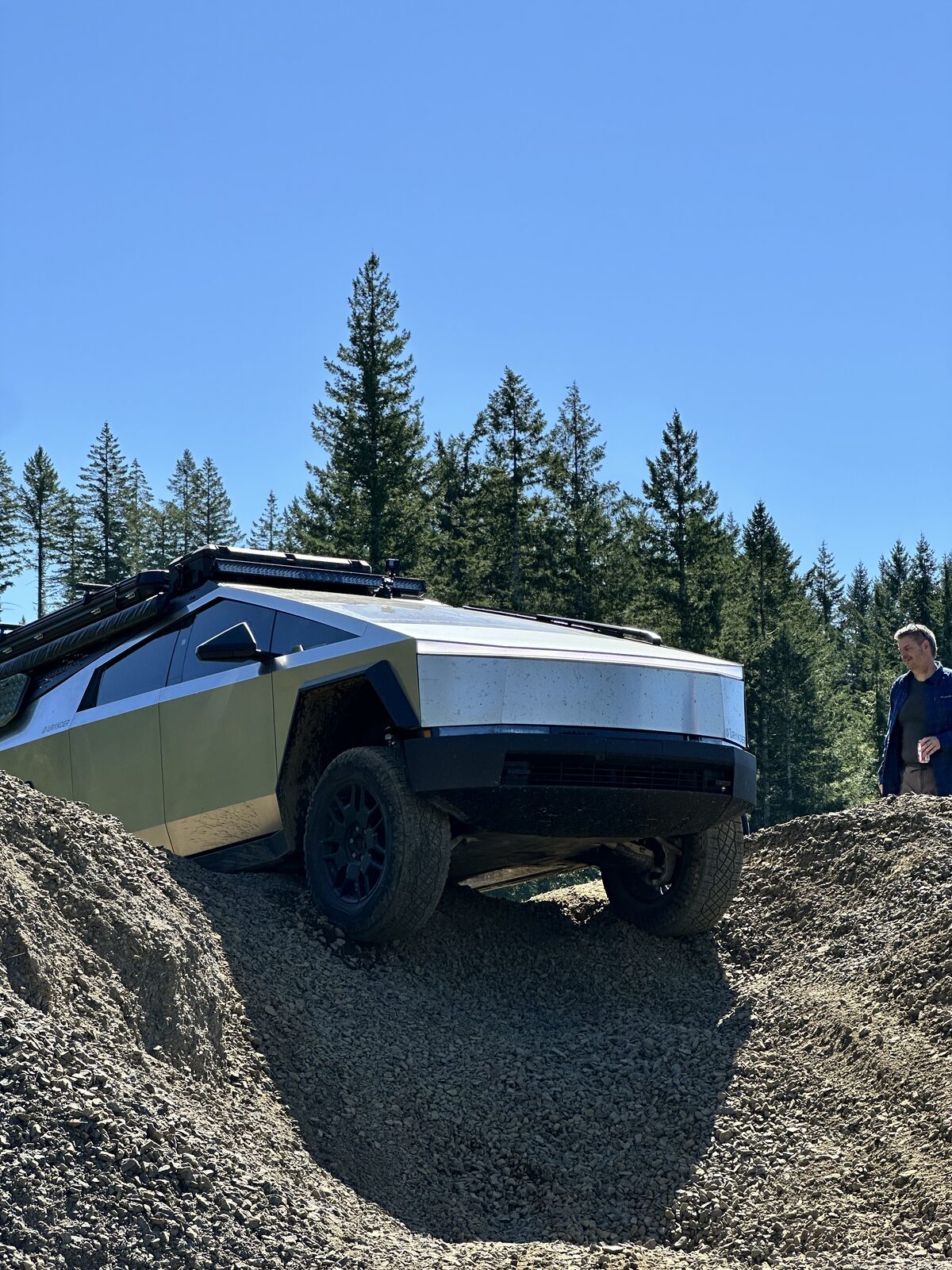 Cybertruck on rugged mountain terrain