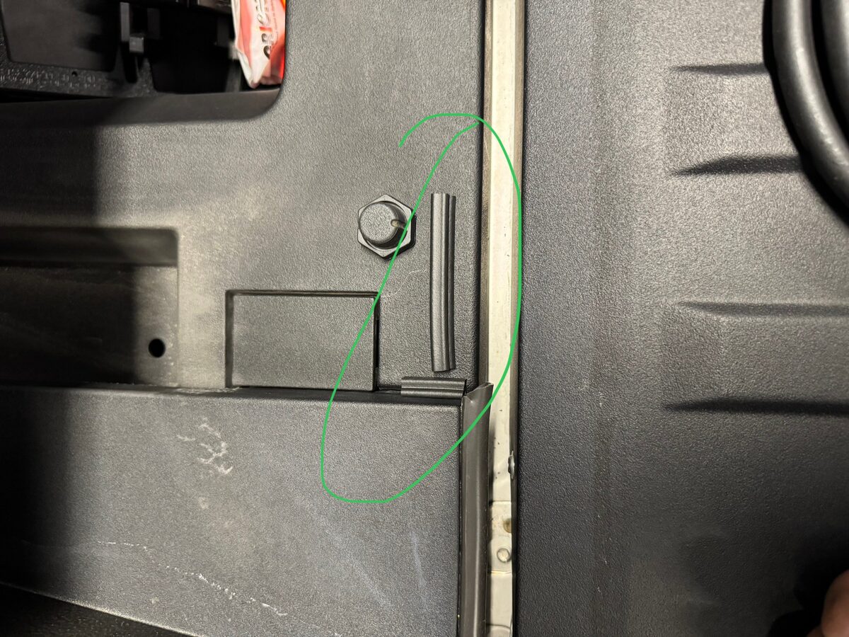 Close-up of smuggler's bay door seal installation point