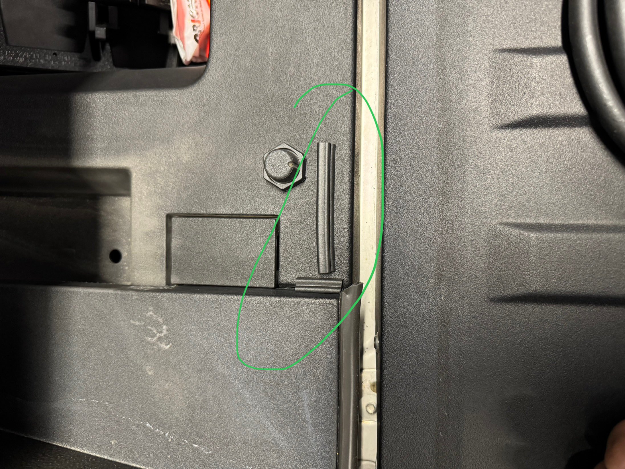 Close-up of smuggler's bay door seal installation point