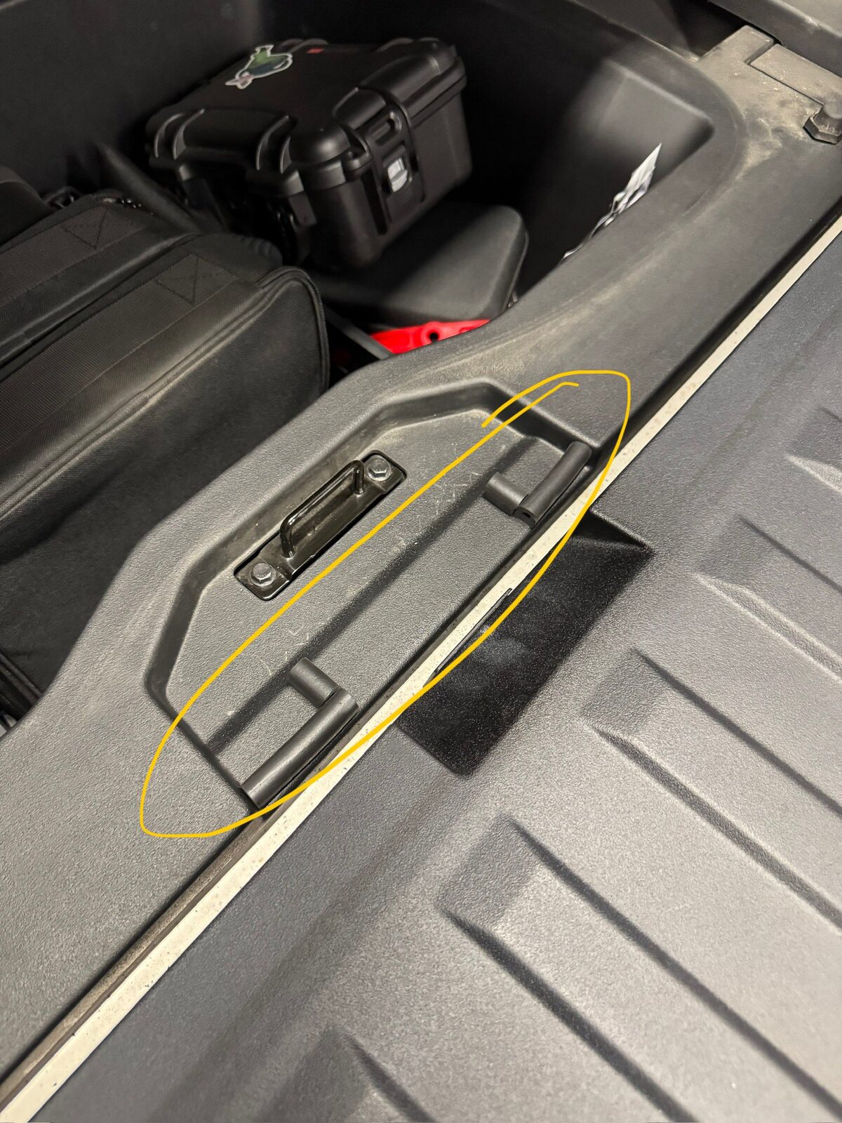Smuggler's bay door latch area where seal is applied