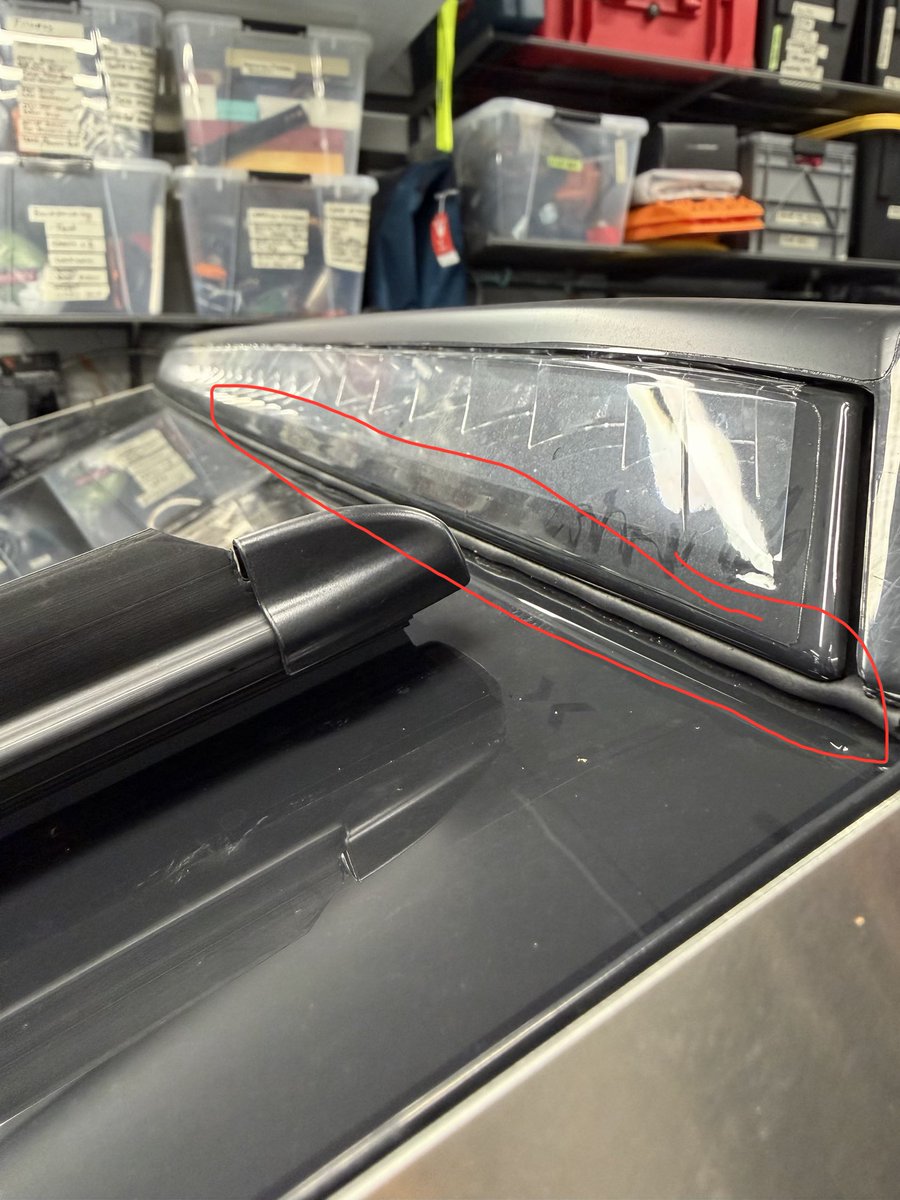 Backer rod installed on Cyberbeast light bar