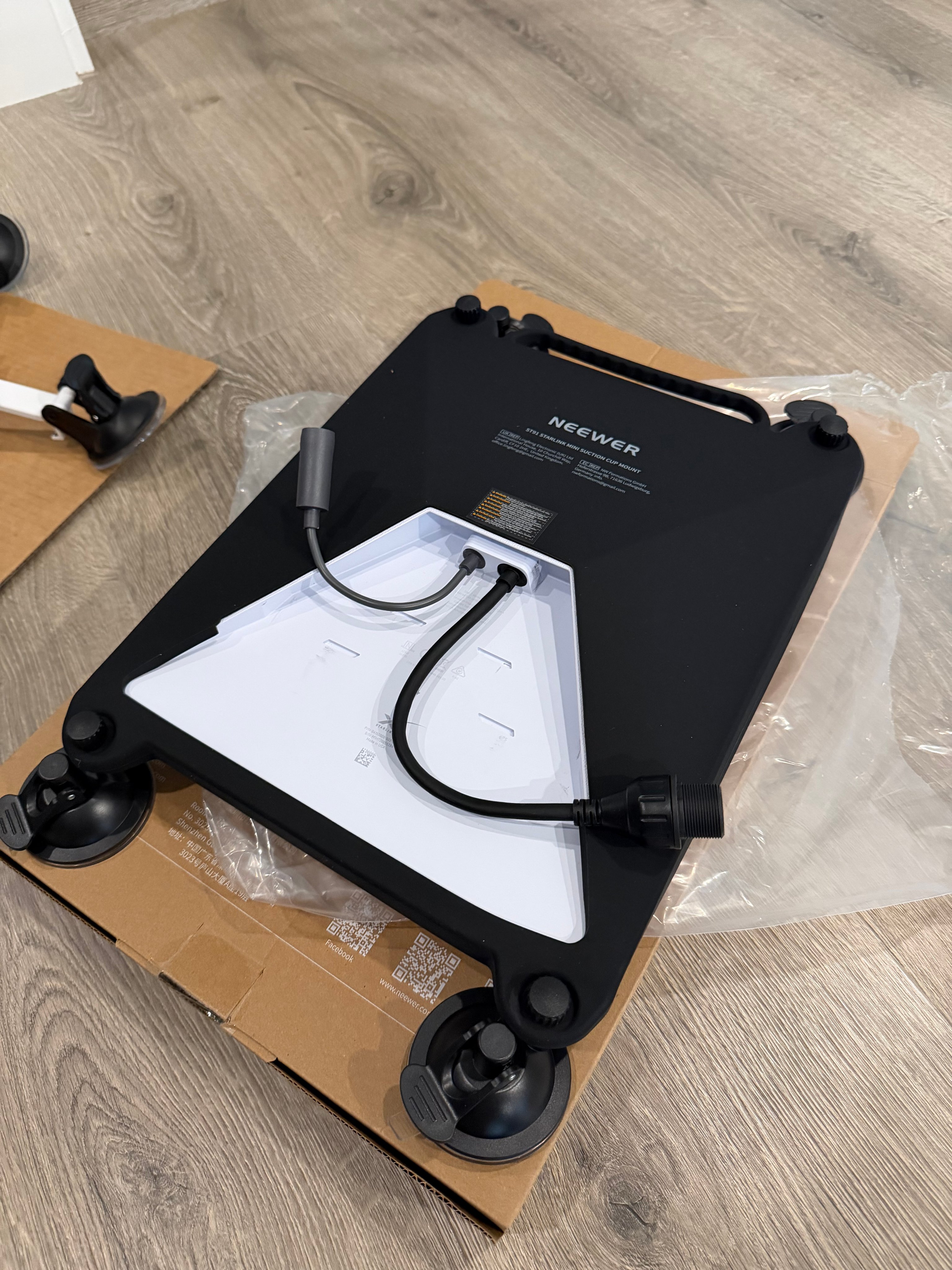 Starlink Mini interior mount under Cybertruck glass